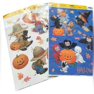 NEW Deadstock set of Thanksgiving and Halloween window decals, y2k